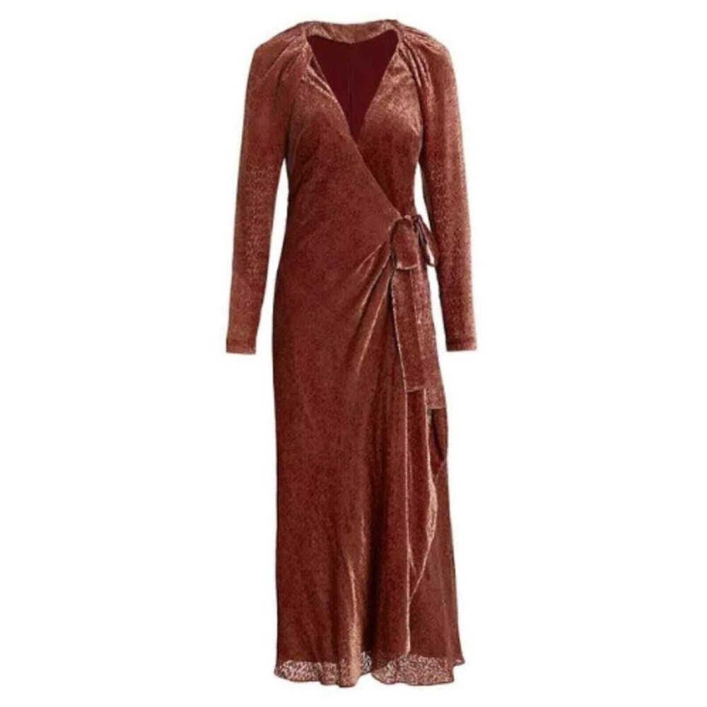 NWT Tanya Taylor Laureen Velvet Wrap Dress Size 16